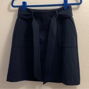 Loft Navy Blue A-Line Skirt With Belt And Pockets Women’s Size 0 Lined